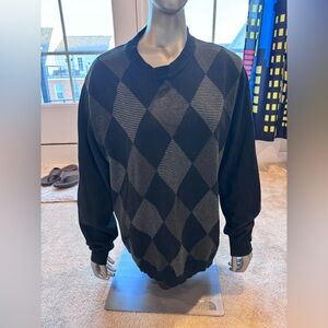 Mens Axcess Argyle Black Sweater Grey Gray Sz M Medium Very Nice Must See